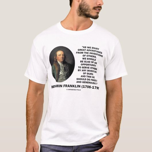 Benjamin Franklin Invention Opportunity Quote T-shirt (Voorkant)
