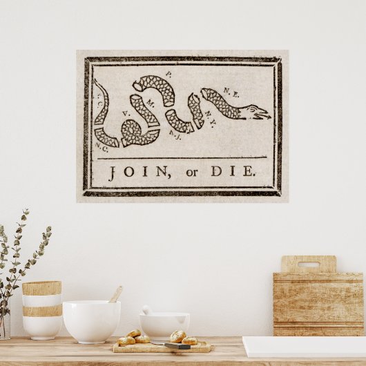 Benjamin Franklin Join of Die Cartoon Print (Keuken)