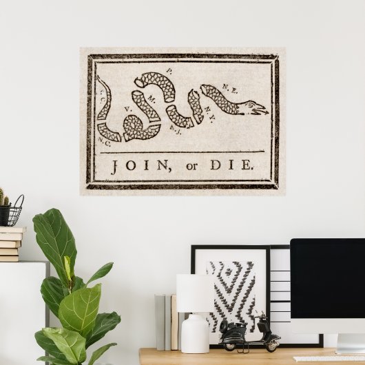 Benjamin Franklin Join of Die Cartoon Print (Thuiskantoor)