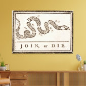 Benjamin Franklin "Join or Die" Cartoon Poster Canvas Afdruk (Insitu (Woonkamer))