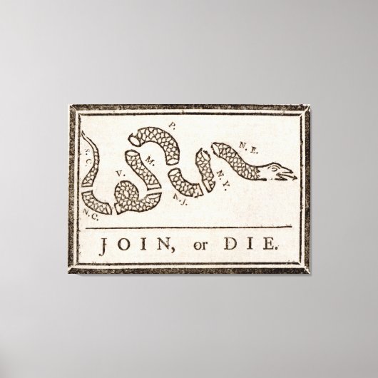 Benjamin Franklin "Join or Die" Cartoon Poster Canvas Afdruk (Voorkant)