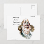 Benjamin Franklin Karikatuur & Citaat Briefkaart (Voorkant / Achterkant)