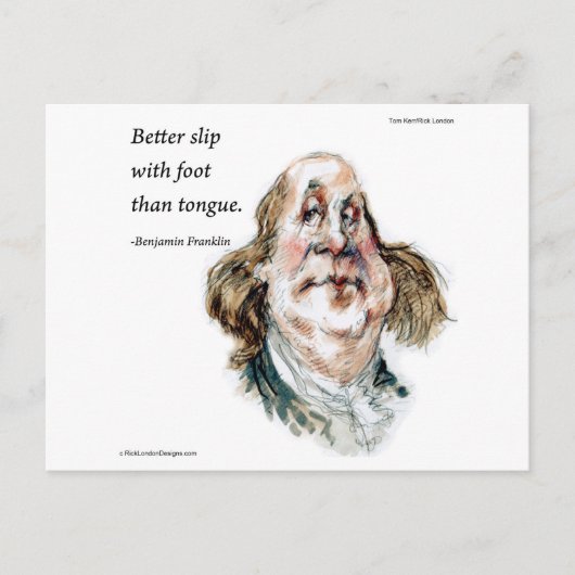 Benjamin Franklin Karikatuur & Citaat Briefkaart (Voorkant)