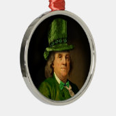 Benjamin Franklin Klover St. Patrick's Dag Metalen Ornament (Rechts)