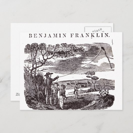 Benjamin Franklin leidt zijn beste experiment Briefkaart (Voorkant / Achterkant)