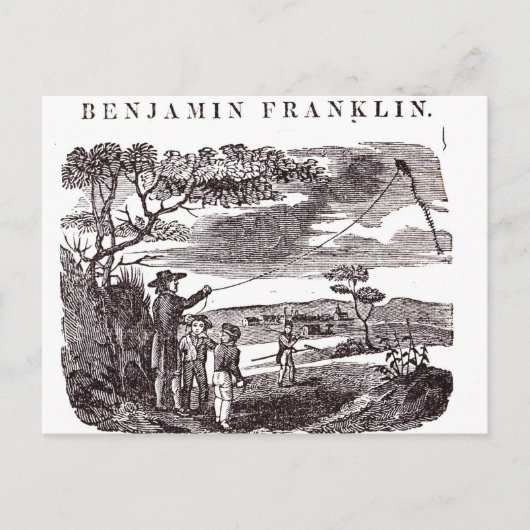 Benjamin Franklin leidt zijn beste experiment Briefkaart (Voorkant)