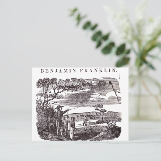 Benjamin Franklin leidt zijn beste experiment Briefkaart (Staand voorkant)