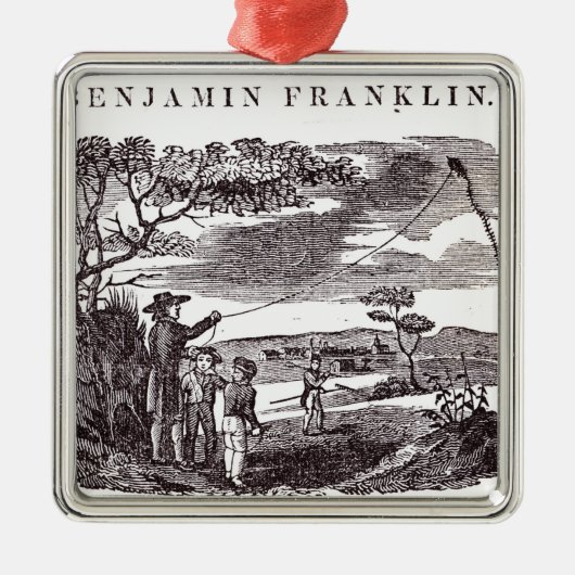 Benjamin Franklin leidt zijn beste experiment Metalen Ornament (Voorkant)