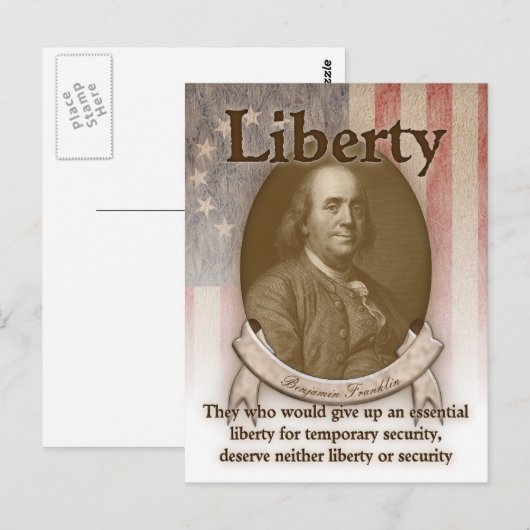 Benjamin Franklin - Liberty Briefkaart (Voorkant / Achterkant)