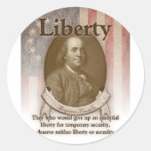 Benjamin Franklin - Liberty Ronde Sticker (Voorkant)