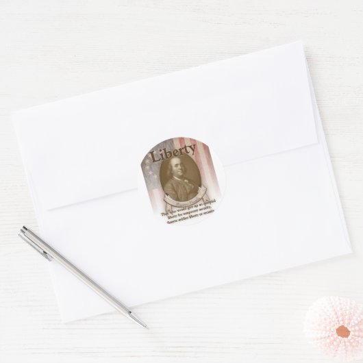 Benjamin Franklin - Liberty Ronde Sticker (Envelop)