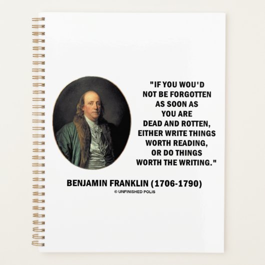 Benjamin Franklin Niet Vergeten Lezen Schrijven Planner (Voorkant)