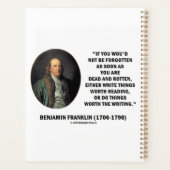Benjamin Franklin Niet Vergeten Lezen Schrijven Planner (Achterkant)