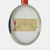 Benjamin Franklin Ondertekende cheque 2 oktober 17 Metalen Ornament (Rechts)