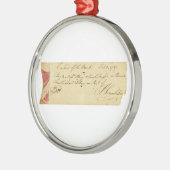 Benjamin Franklin Ondertekende cheque 2 oktober 17 Metalen Ornament (Links)