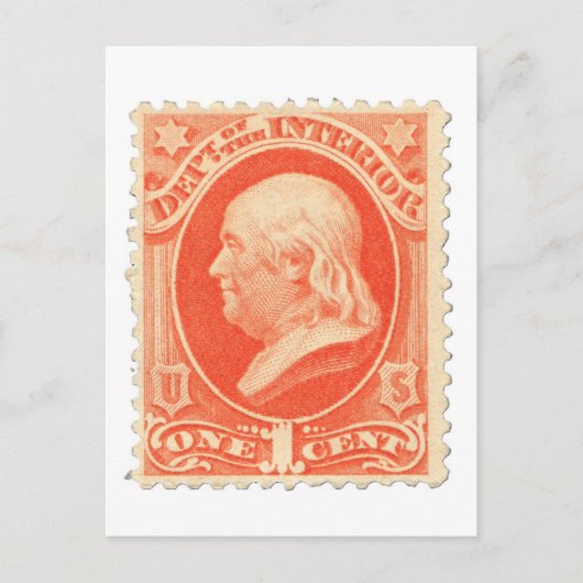 Benjamin Franklin One Cent US Postzegel Briefkaart (Voorkant)