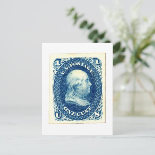Benjamin Franklin One Cent US Postzegel Briefkaart (Staand voorkant)