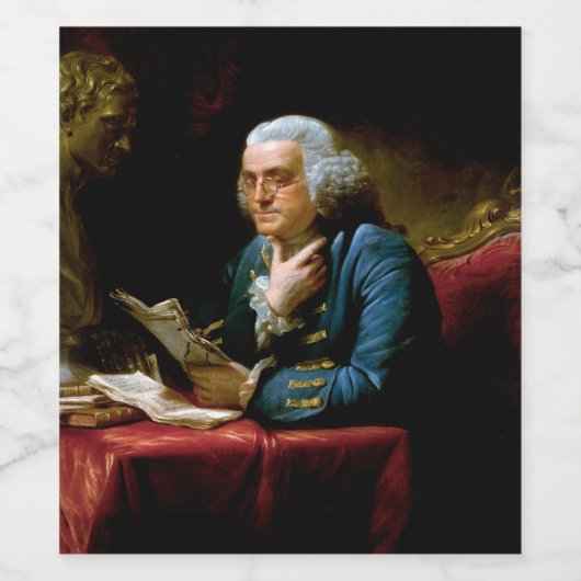 Benjamin Franklin, Oprichter Uitvinder Wetenschapp Wijn Etiket (Enkel label)