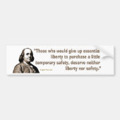 Benjamin Franklin over veiligheid en vrijheid Bumpersticker (Voorkant)