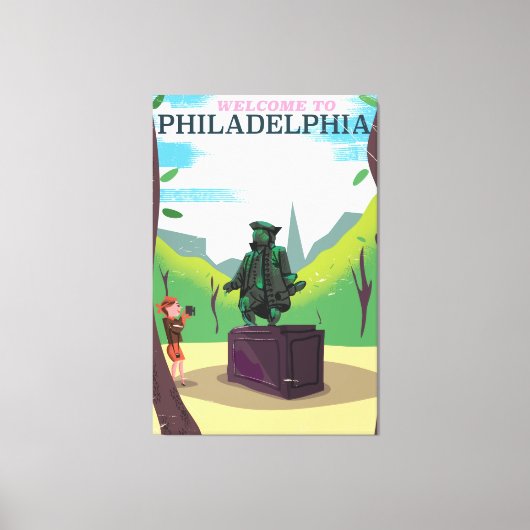 Benjamin Franklin Philadelphia cartoon Canvas Afdruk (Voorkant)