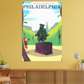 Benjamin Franklin Philadelphia cartoon Canvas Afdruk (Insitu (Woonkamer))