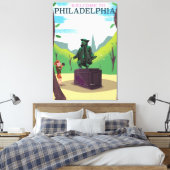 Benjamin Franklin Philadelphia cartoon Canvas Afdruk (Insitu (Slaapkamer))
