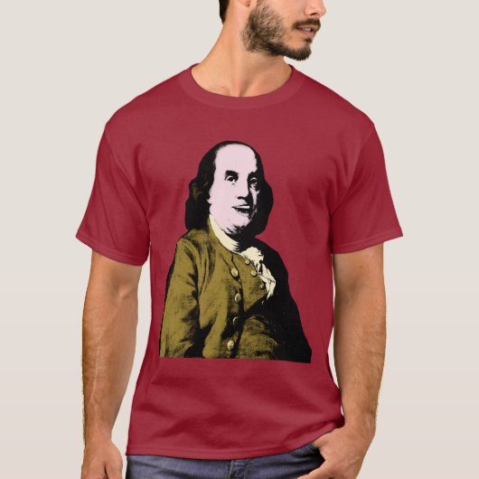 Benjamin Franklin Pop Art Stijl T-shirt (Voorkant)