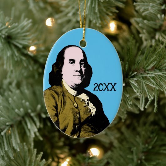 Benjamin Franklin Pop Art Style Keramisch Ornament (Boom)