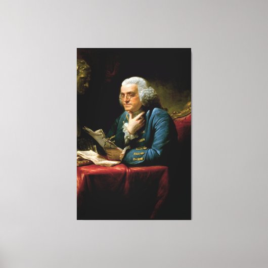 Benjamin Franklin Portret van David Martin 1767 Canvas Afdruk (Voorkant)