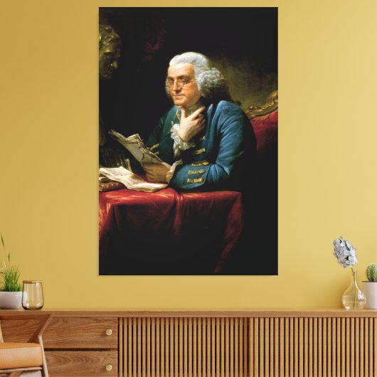 Benjamin Franklin Portret van David Martin 1767 Canvas Afdruk (Insitu (Woonkamer))