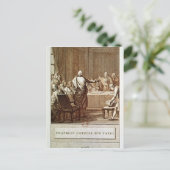 Benjamin Franklin presenteert zijn oppositie Briefkaart (Staand voorkant)