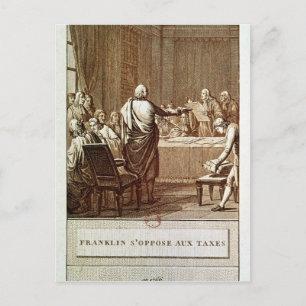 Benjamin Franklin presenteert zijn oppositie Briefkaart