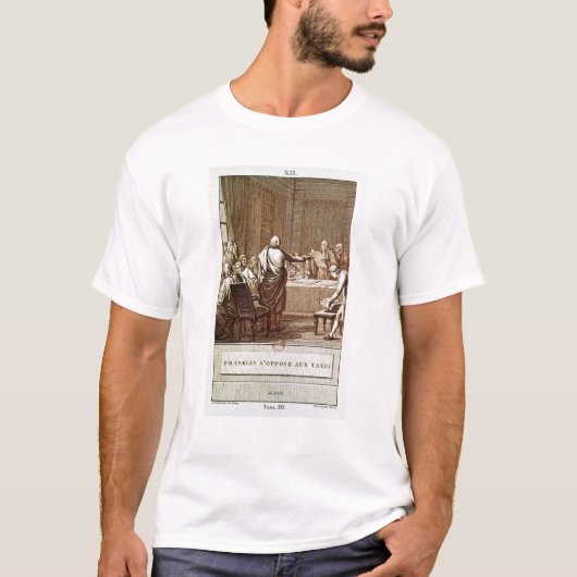 Benjamin Franklin presenteert zijn oppositie T-shirt (Voorkant)