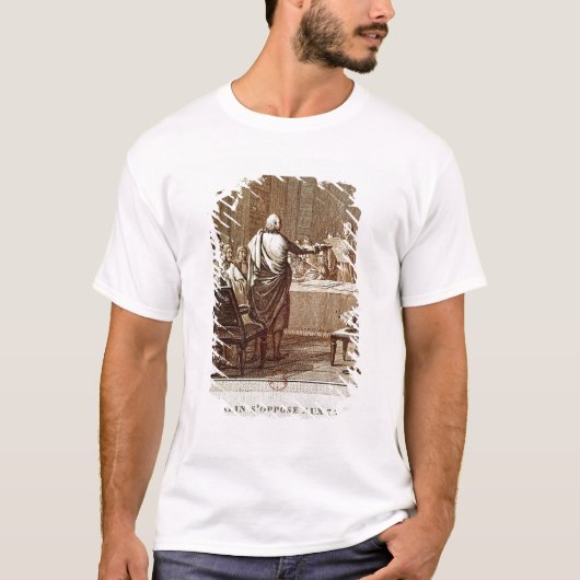 Benjamin Franklin presenteert zijn oppositie T-shirt (Voorkant)