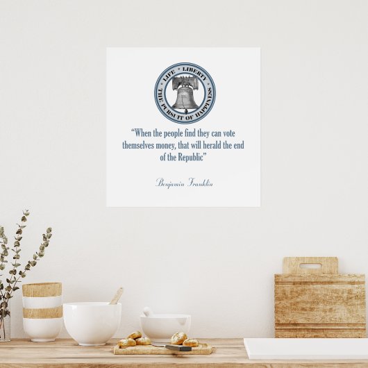 Benjamin Franklin Quote (Money) Poster (Keuken)