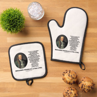 Benjamin Franklin Quote over het evalueren van kan Ovenwant & Pannenlap Set