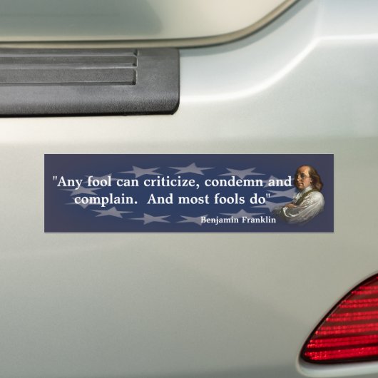 Benjamin Franklin Quote over ontlasting Bumpersticker (Op auto)