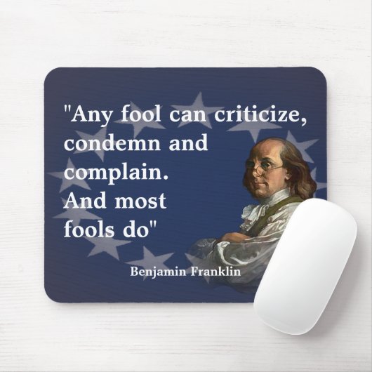Benjamin Franklin Quote over ontlasting Muismat (Met muis)