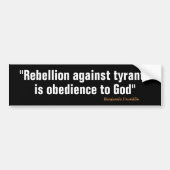 Benjamin Franklin Quote over opstand Bumpersticker (Voorkant)