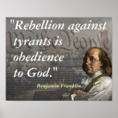 Benjamin Franklin Quote over opstand Poster (Voorkant)