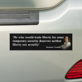 Benjamin Franklin Quote over vrijheid Bumpersticker (Op auto)