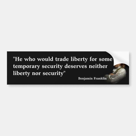 Benjamin Franklin Quote over vrijheid Bumpersticker (Voorkant)