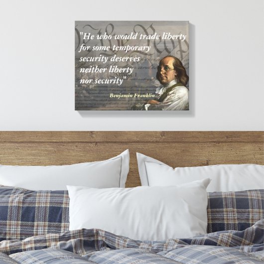 Benjamin Franklin Quote over vrijheid Canvas Afdruk (Insitu (Slaapkamer))