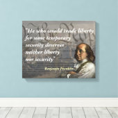 Benjamin Franklin Quote over vrijheid Canvas Afdruk (Insitu (Houten vloer))