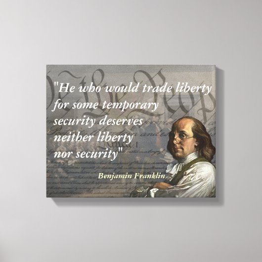 Benjamin Franklin Quote over vrijheid Canvas Afdruk (Voorkant)