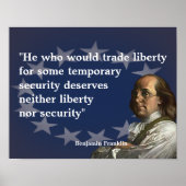 Benjamin Franklin Quote over vrijheid Poster (Voorkant)