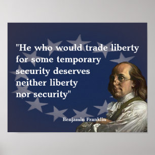 Benjamin Franklin Quote over vrijheid Poster