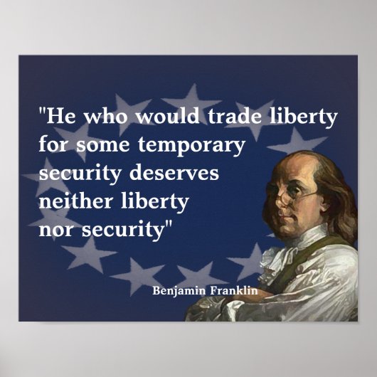 Benjamin Franklin Quote over vrijheid Poster (Voorkant)