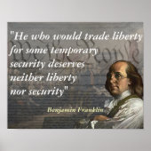 Benjamin Franklin Quote over vrijheid Poster (Voorkant)