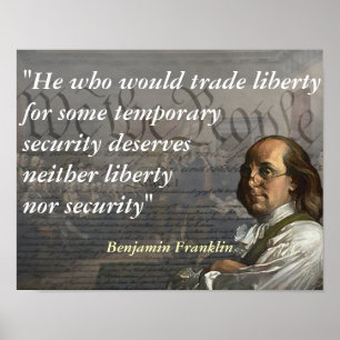Benjamin Franklin Quote over vrijheid Poster